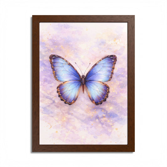 Blue Butterfly Framed Poster — Watercolor Wall Art for Nursery & Bedroom