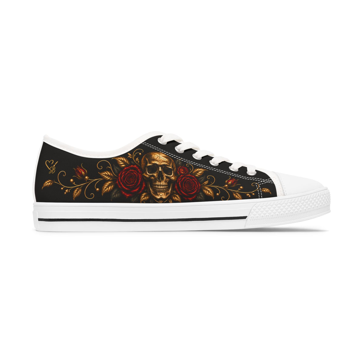 Skull & Roses Low Top Sneakers —Velvet Mourning- Women's Gothic Casual Shoes