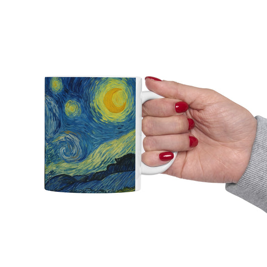 Van Gogh Landscape 3-Echoes of the Masters- Ceramic Mug — Serene Meadow & Sky Coffee Cup (11oz, 15oz)
