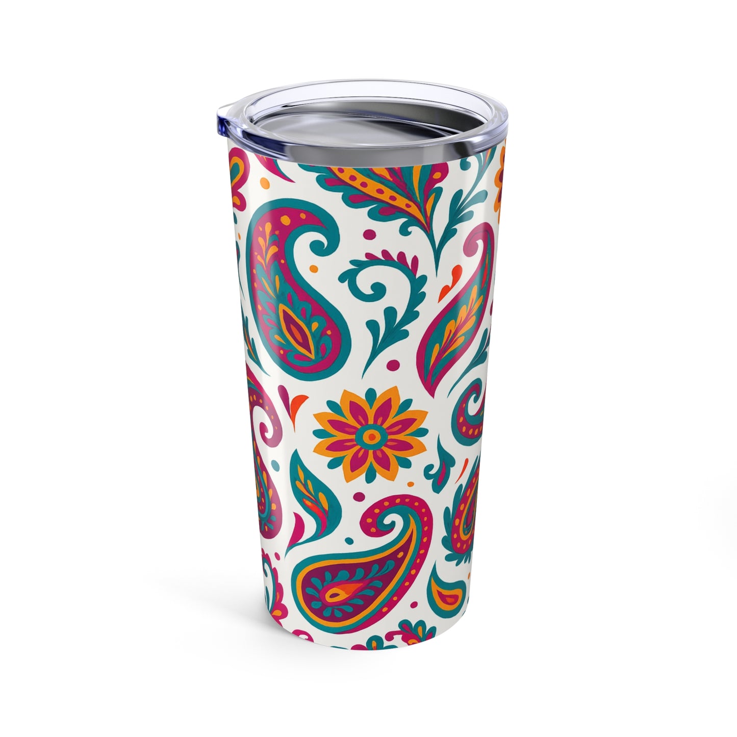 20oz Paisley Stainless Steel Tumbler – Colorful Floral Travel Cup