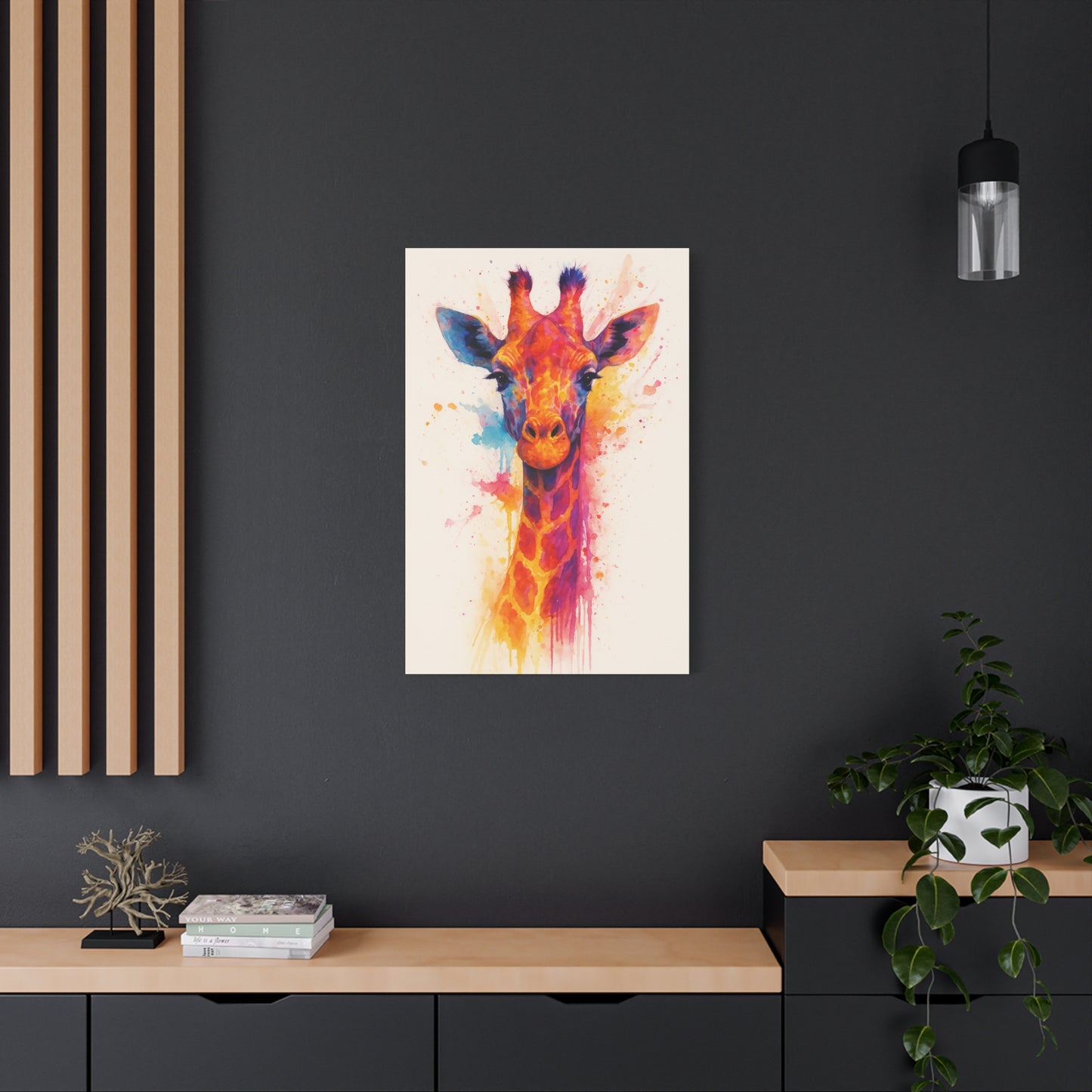 Jirafa — Tinta acrílica animal abstracta de colores llamativos Lienzo mate (estirado)