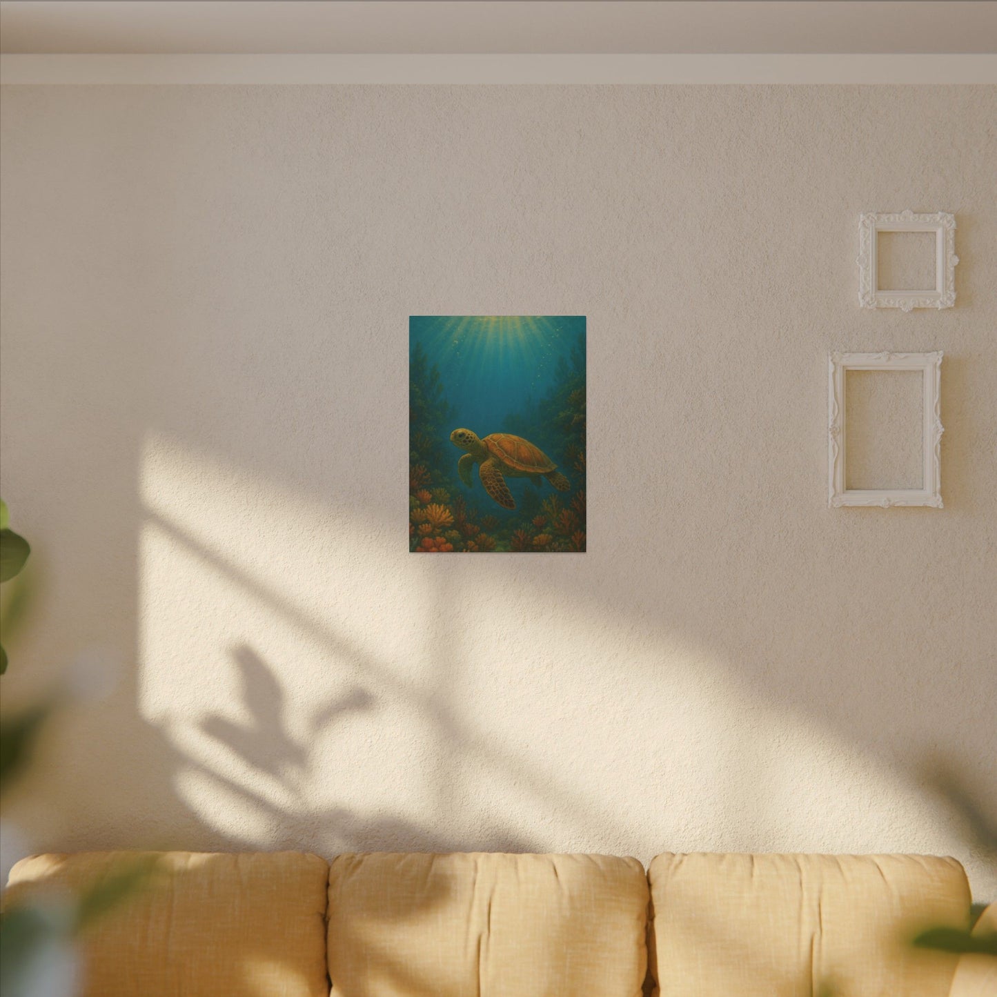 Sea Turtle Canvas Print — Underwater Coral Reef Wall Art