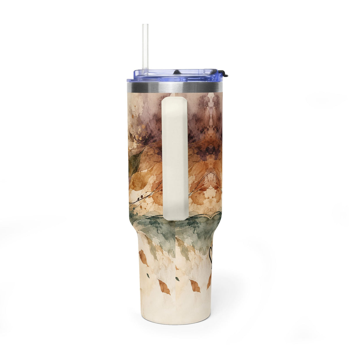 Moss & Ember 40oz Tumbler — Abstract Watercolor Art Mug