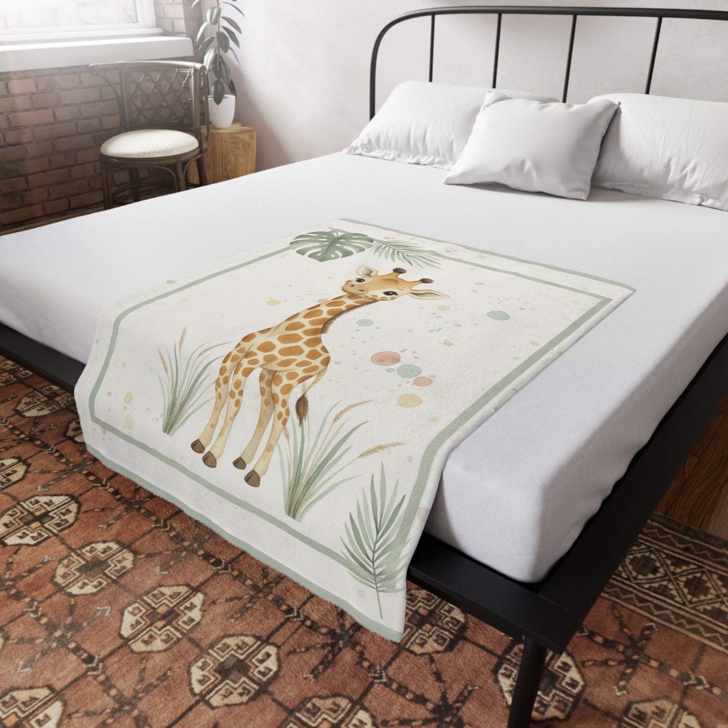 Baby Giraffe 2- Baby Safari Plush Blanket -Coordinates with Baby Safari nursery items Baby