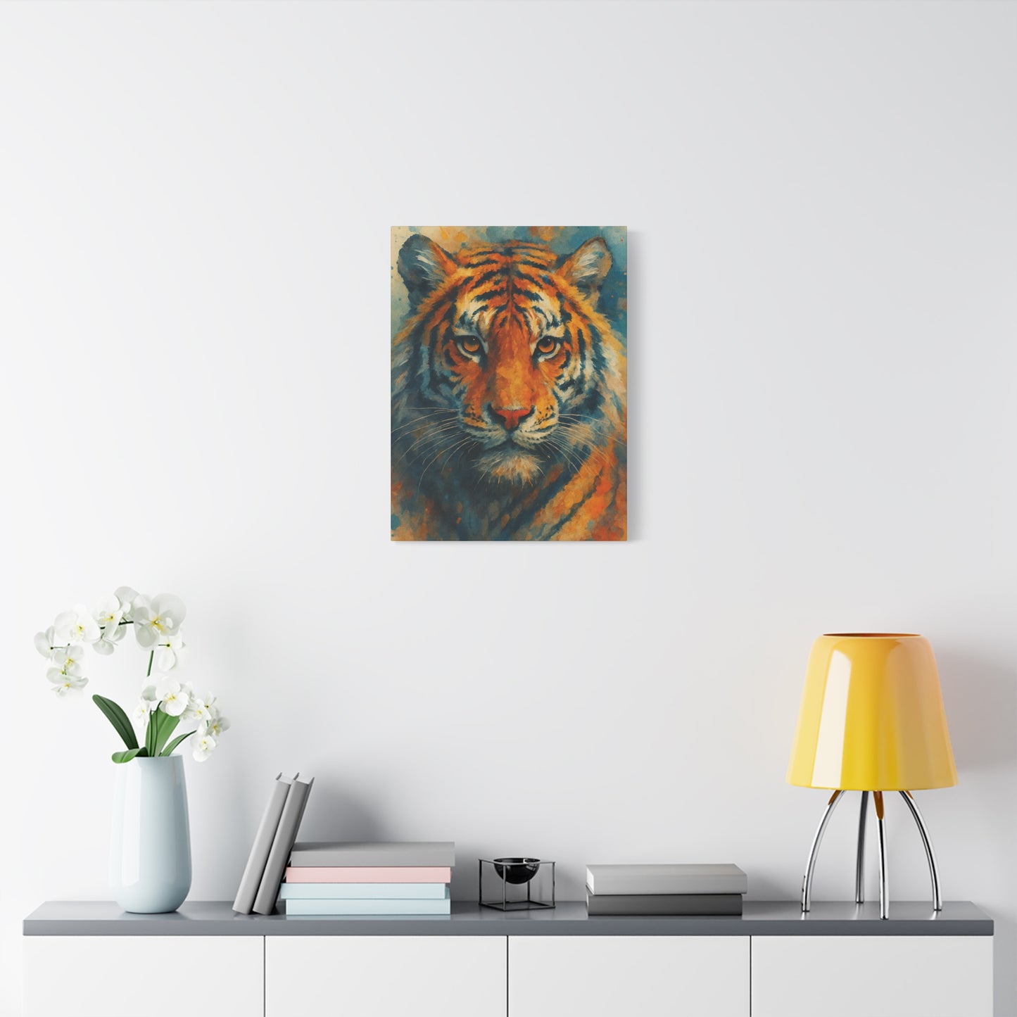 Tiger Portrait Matte Canvas Print — Bold Wildlife Wall Art, Stretched 1.25"