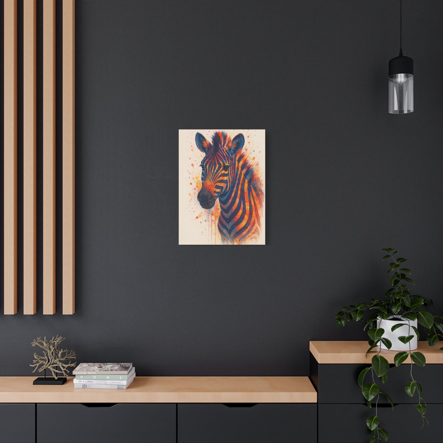 Zebra Watercolor Fine Art Print with Passepartout — Vibrant Animal Wall Art