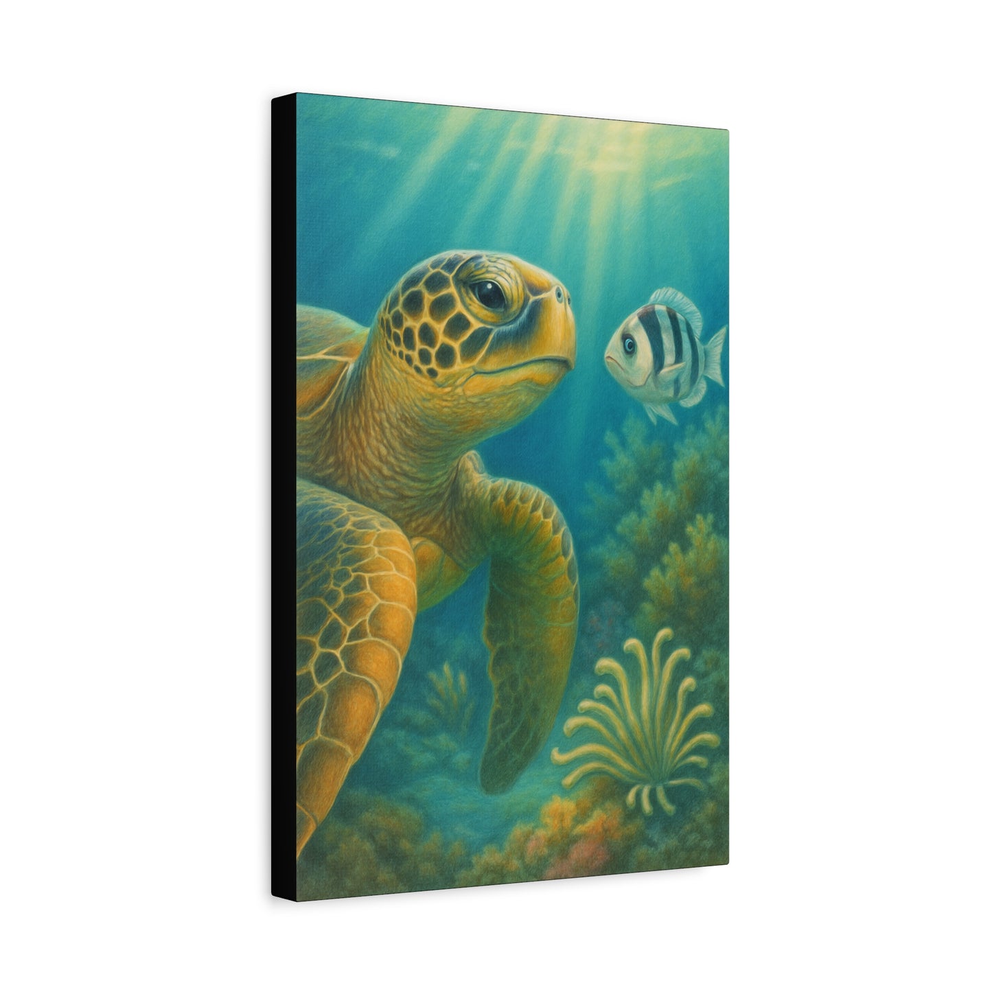 Sea Turtle Underwater Canvas Art – Matte Stretched Wall Decor