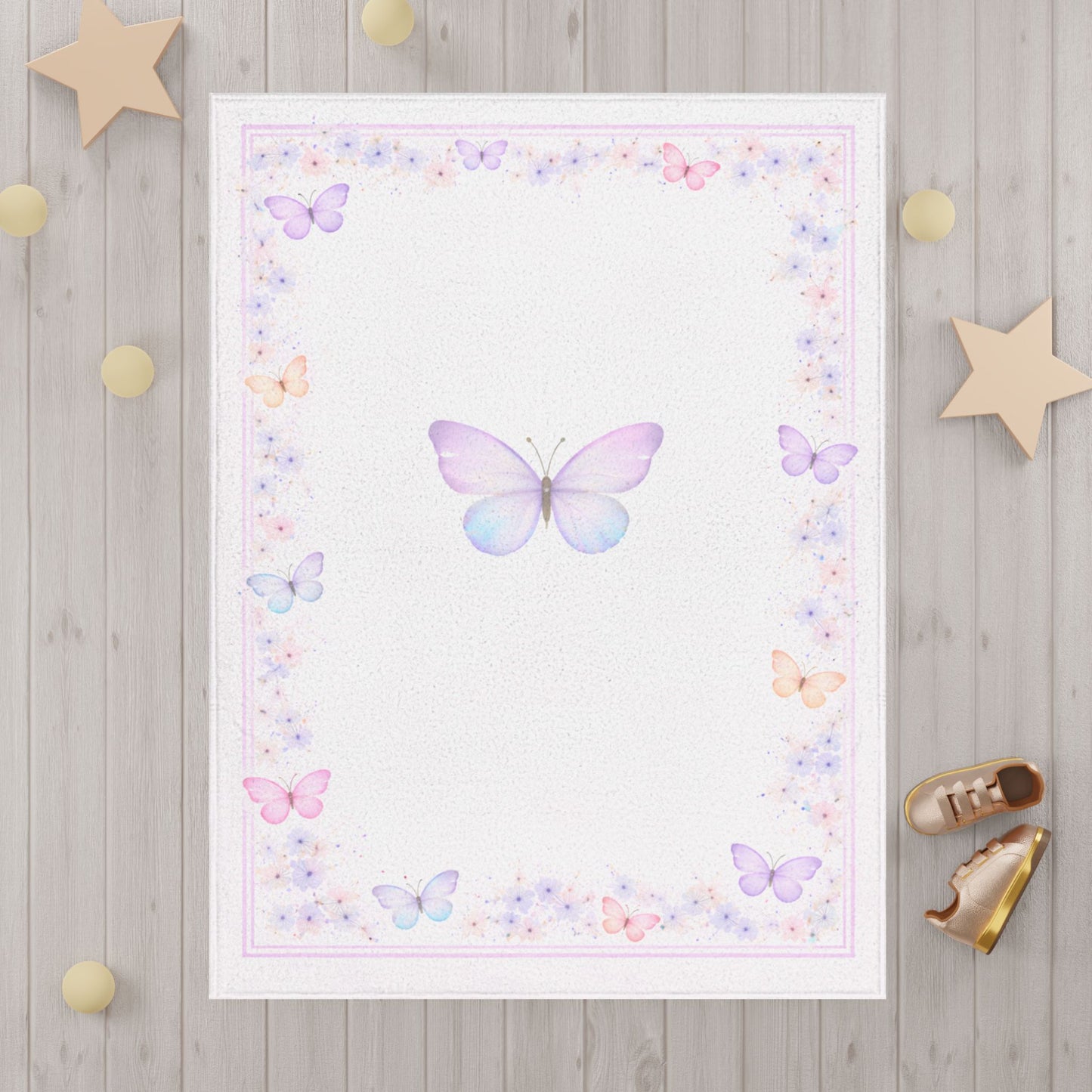 Butterfly Toddler Blanket — Pastel Floral Nursery Throw for Babies & Toddlers
