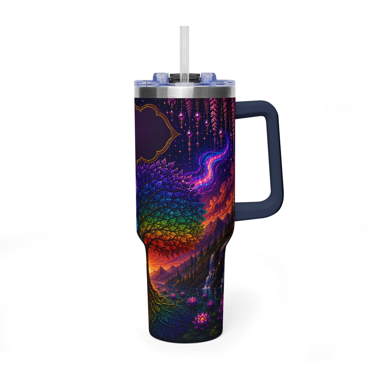 40oz Chakra Tree Vacuum Tumbler — Insulated Spiritual Travel Mug