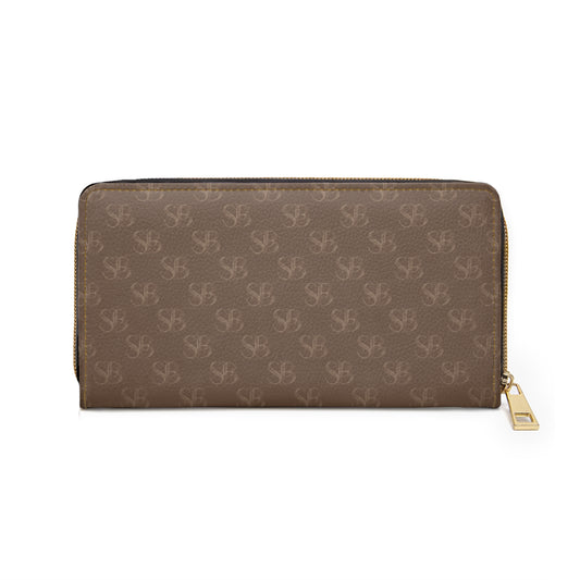 Ember-Zip Wallet — Brown Patterned Zipper Wallet