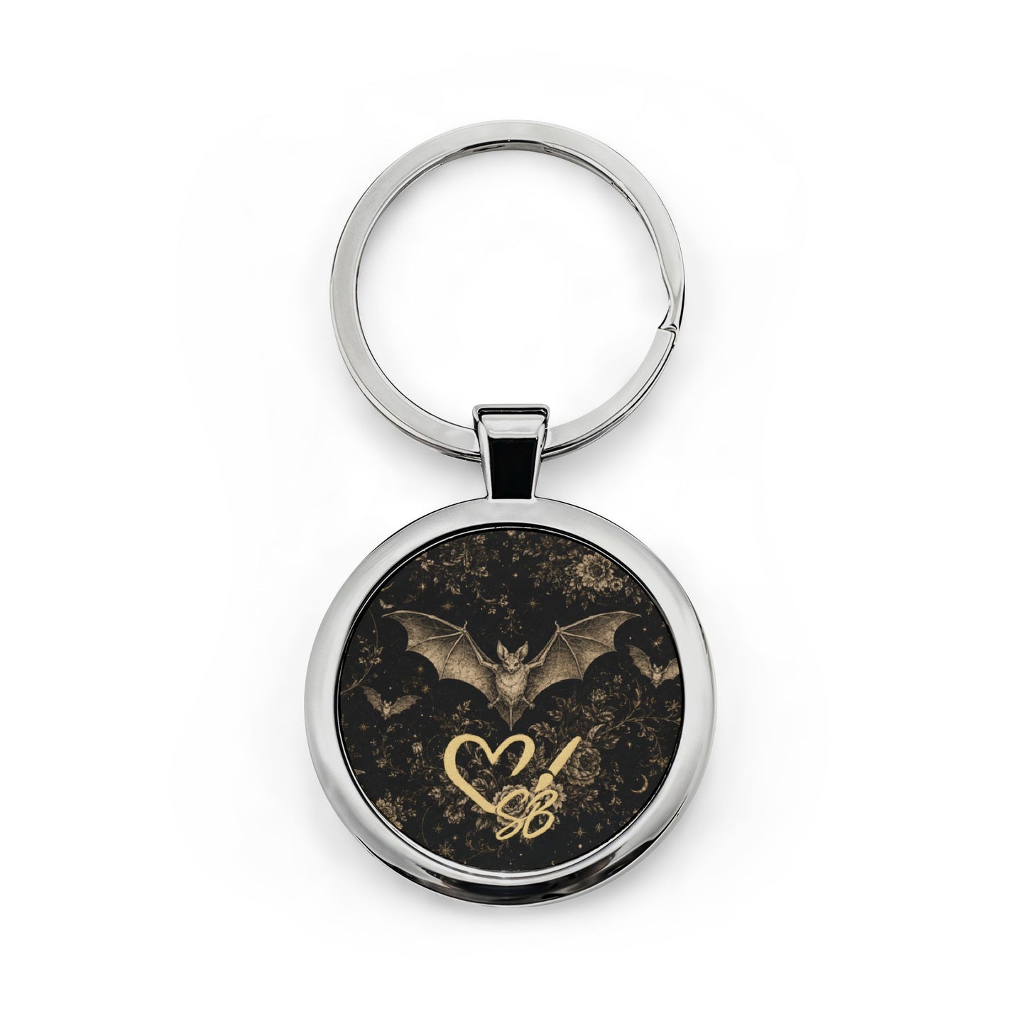 Eclipse Noir Stainless Steel Bat Heart Keychain — GothicKey Ring
