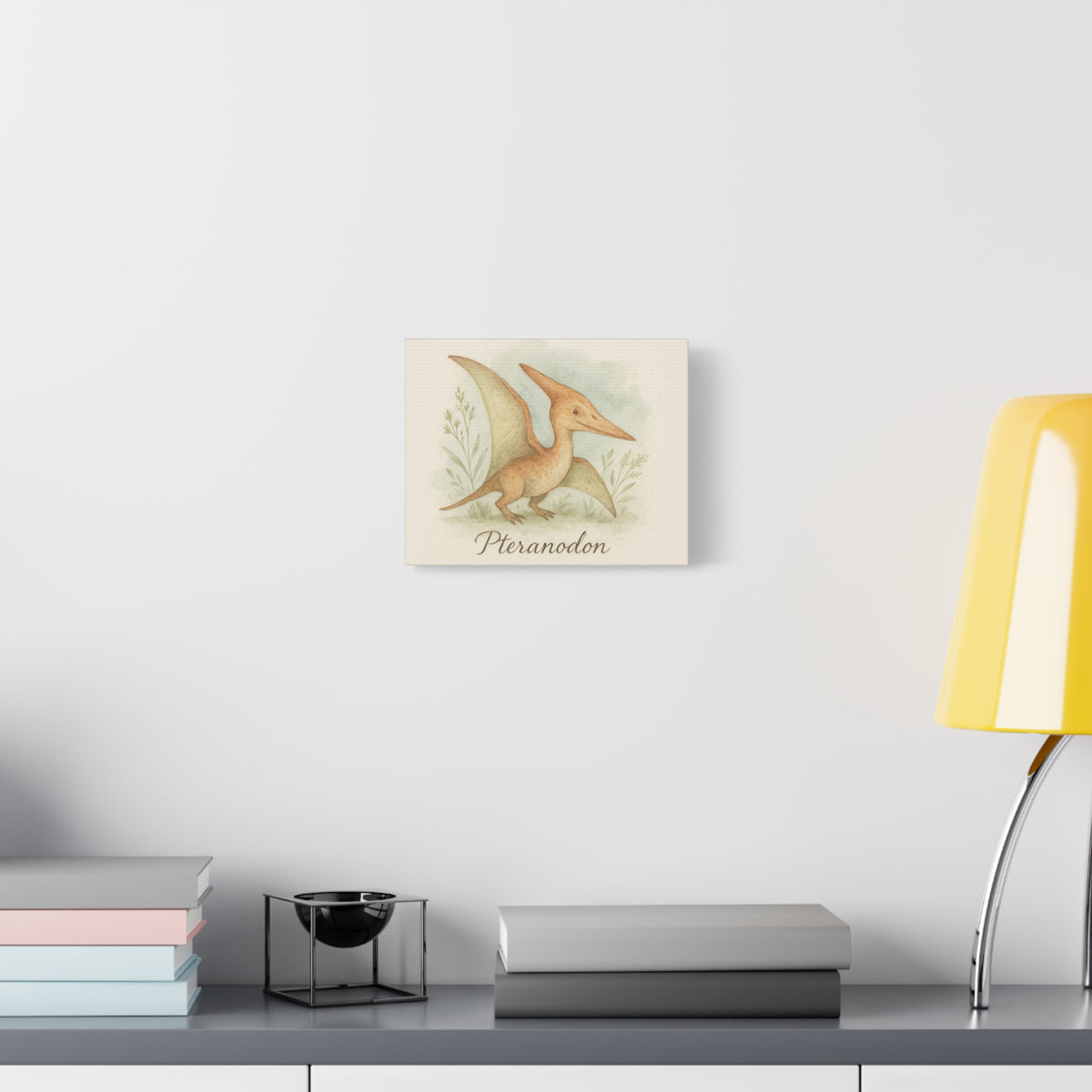 Pteranodon Canvas Wall Art — Whimsical Watercolor Dinosaur Nursery Print