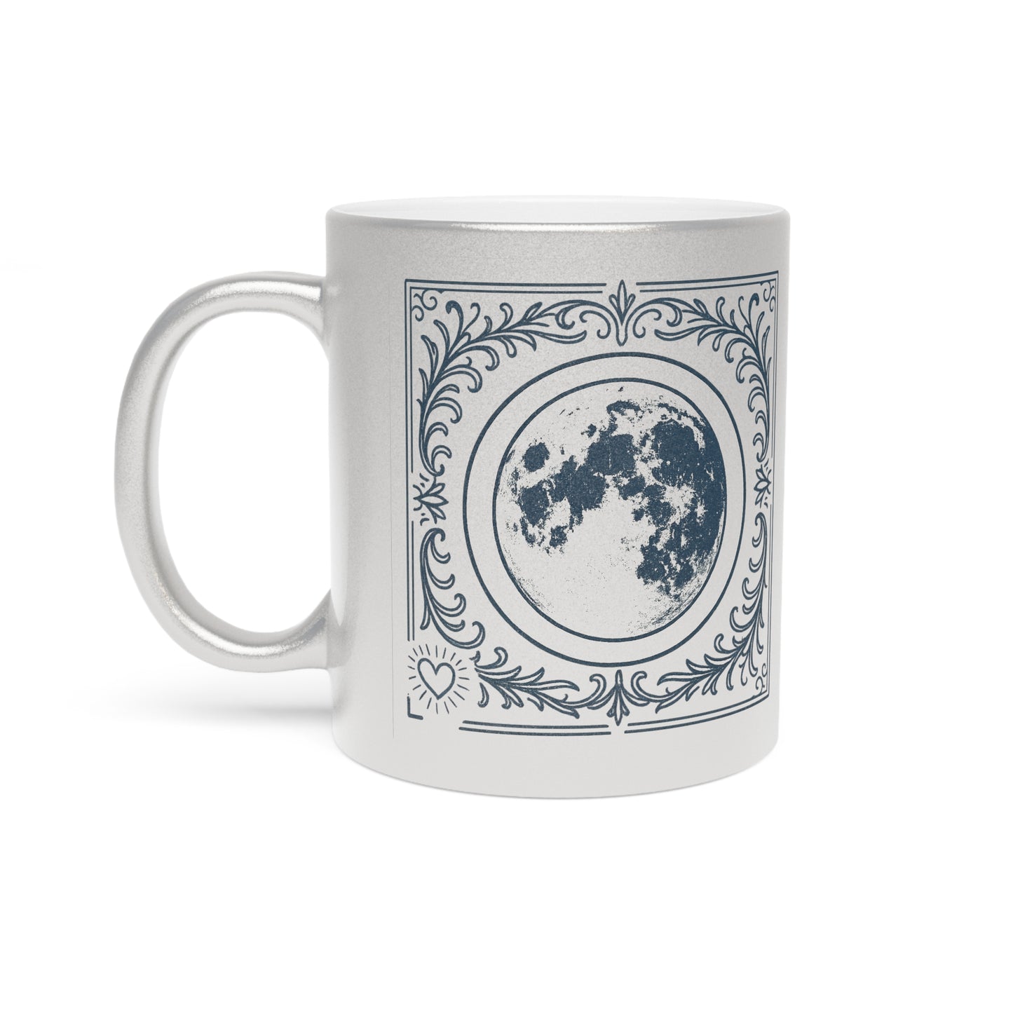 Taza de café con Luna Creciente y Menguante Metálica — Celestial Plata/Oro