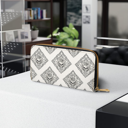 Billetera con cremallera Relic Bloom - Cartera de mano gótica floral con cremallera para mujer