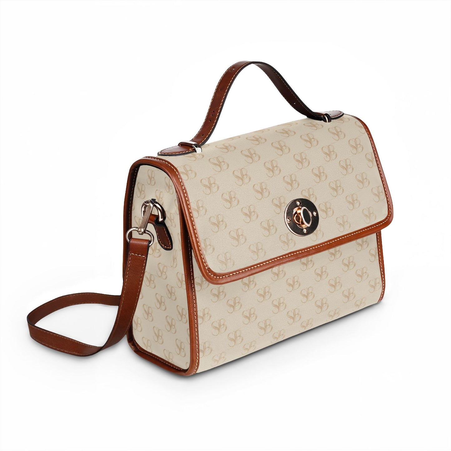 Bolso bandolera de lona color arena - Bolso de lona - Bolso bandolera monogramado impermeable
