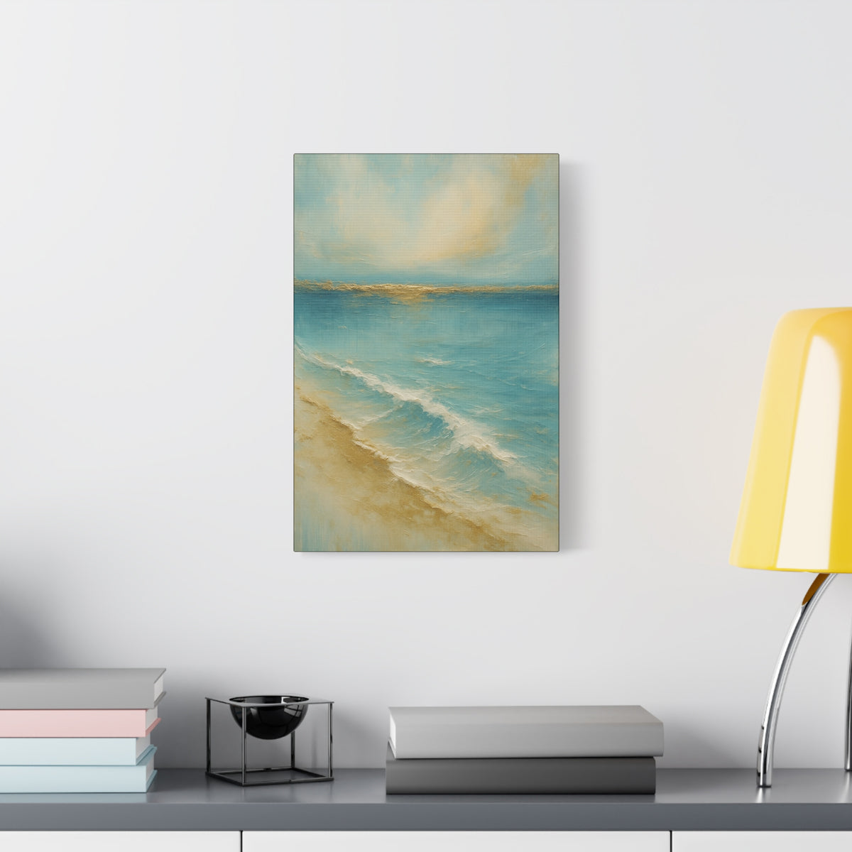 Golden Horizon — Gold Coast Collection — Matte Canvas Wall Art — Ocean Beach Landscape, Stretched 1.25"