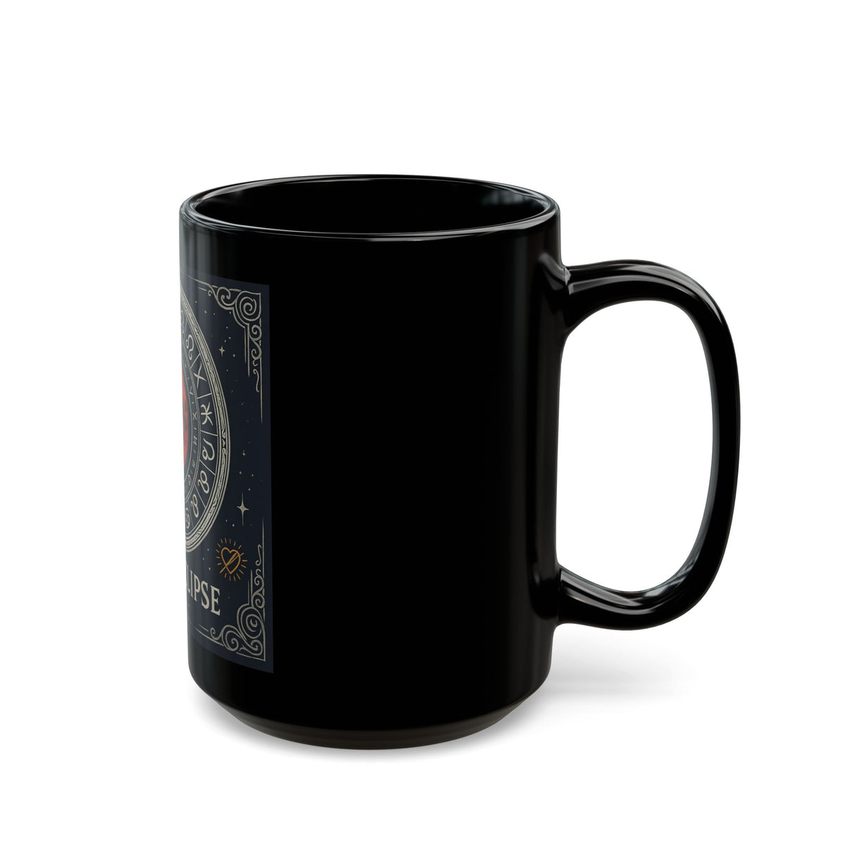 Taza Negra Eclipse Lunar — Taza de Café con Rueda del Zodíaco Astrológico (325 ml/444 ml)