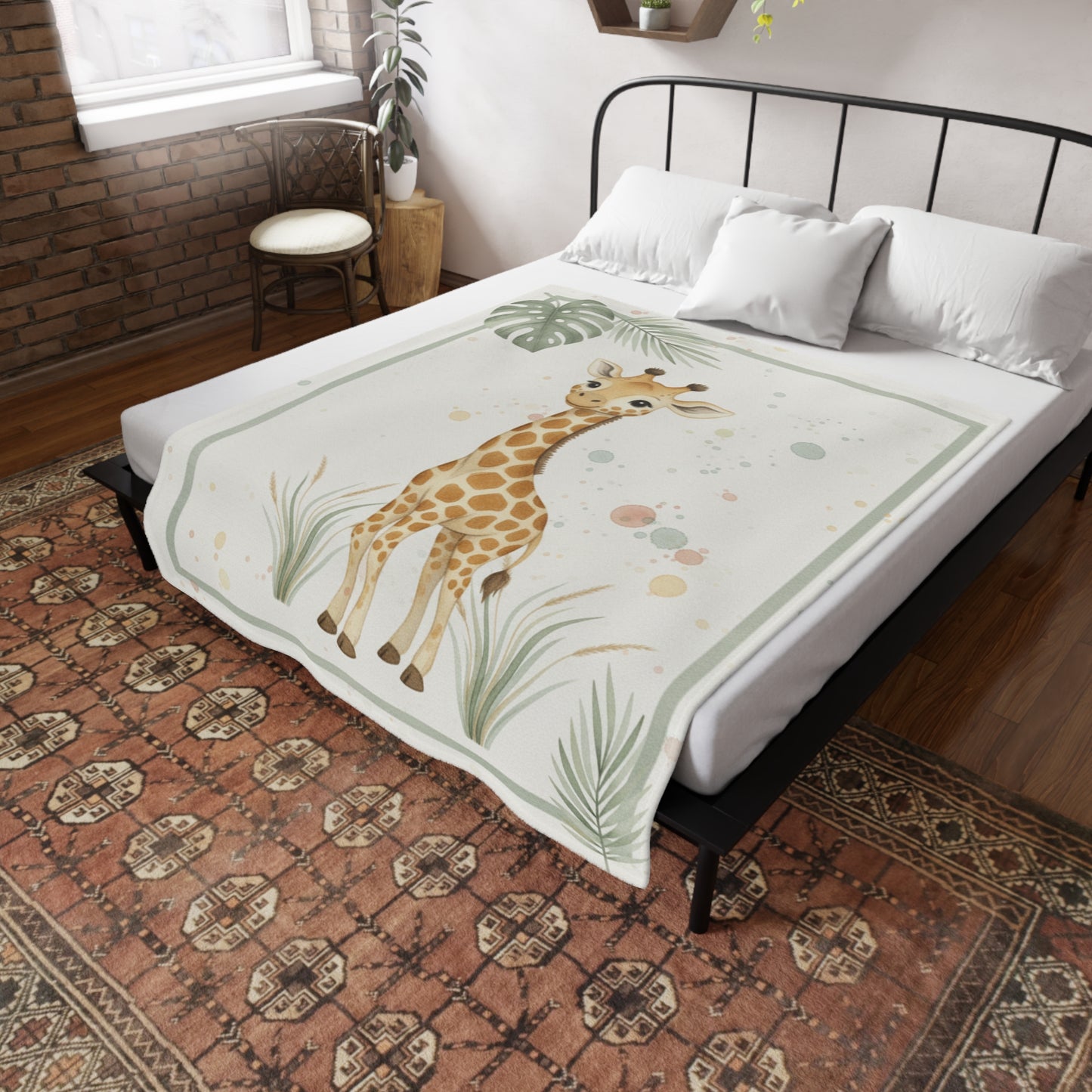 Baby Giraffe 2- Baby Safari Plush Blanket -Coordinates with Baby Safari nursery items Baby