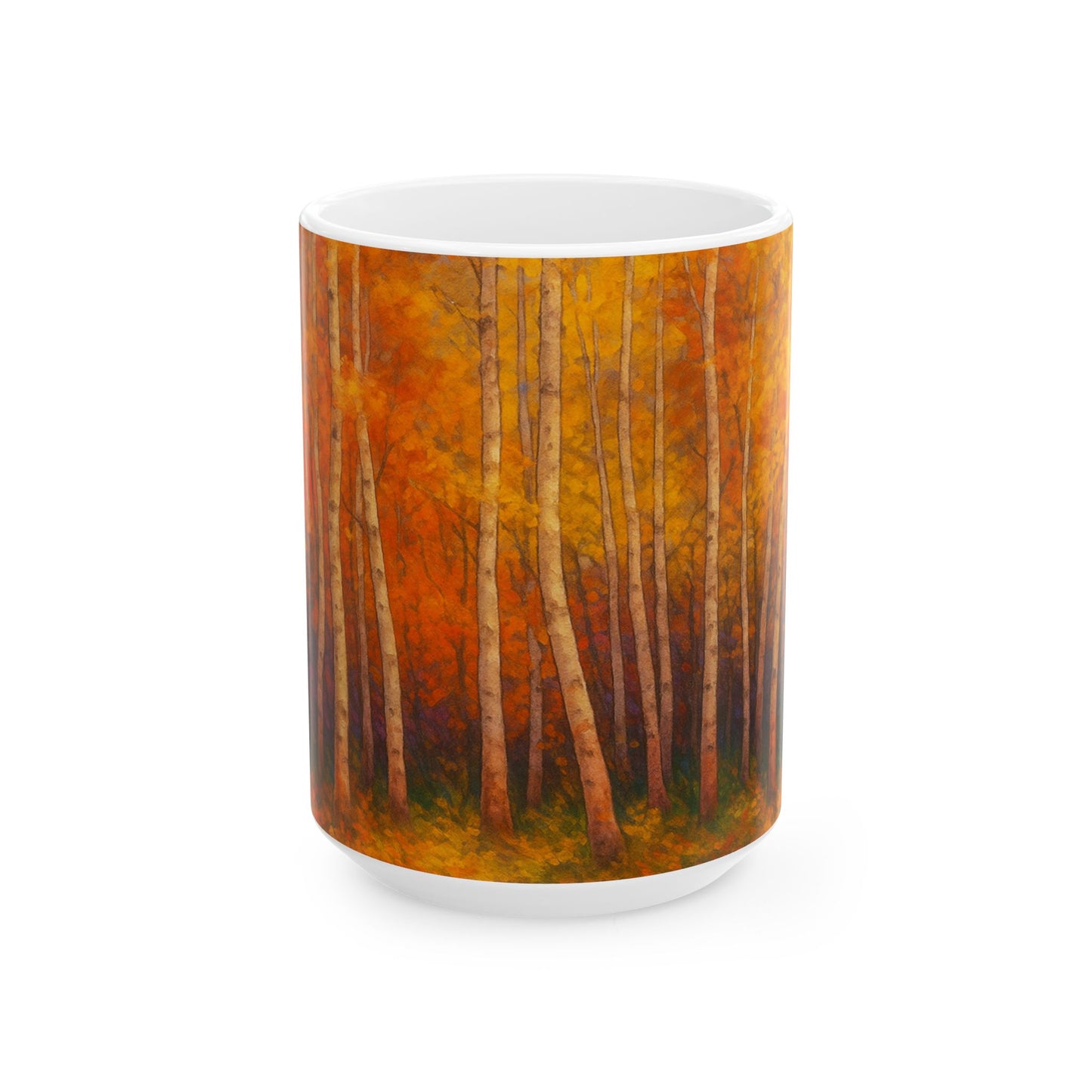 Taza de Cerámica Bosque Otoñal - Colección Ecos de los Maestros - Taza de Café Acogedora para Amantes de la Naturaleza