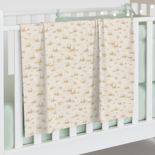 Dinosaur Egg Nursery Baby Swaddle Blanket — Neutral Dino Print Muslin Swaddle