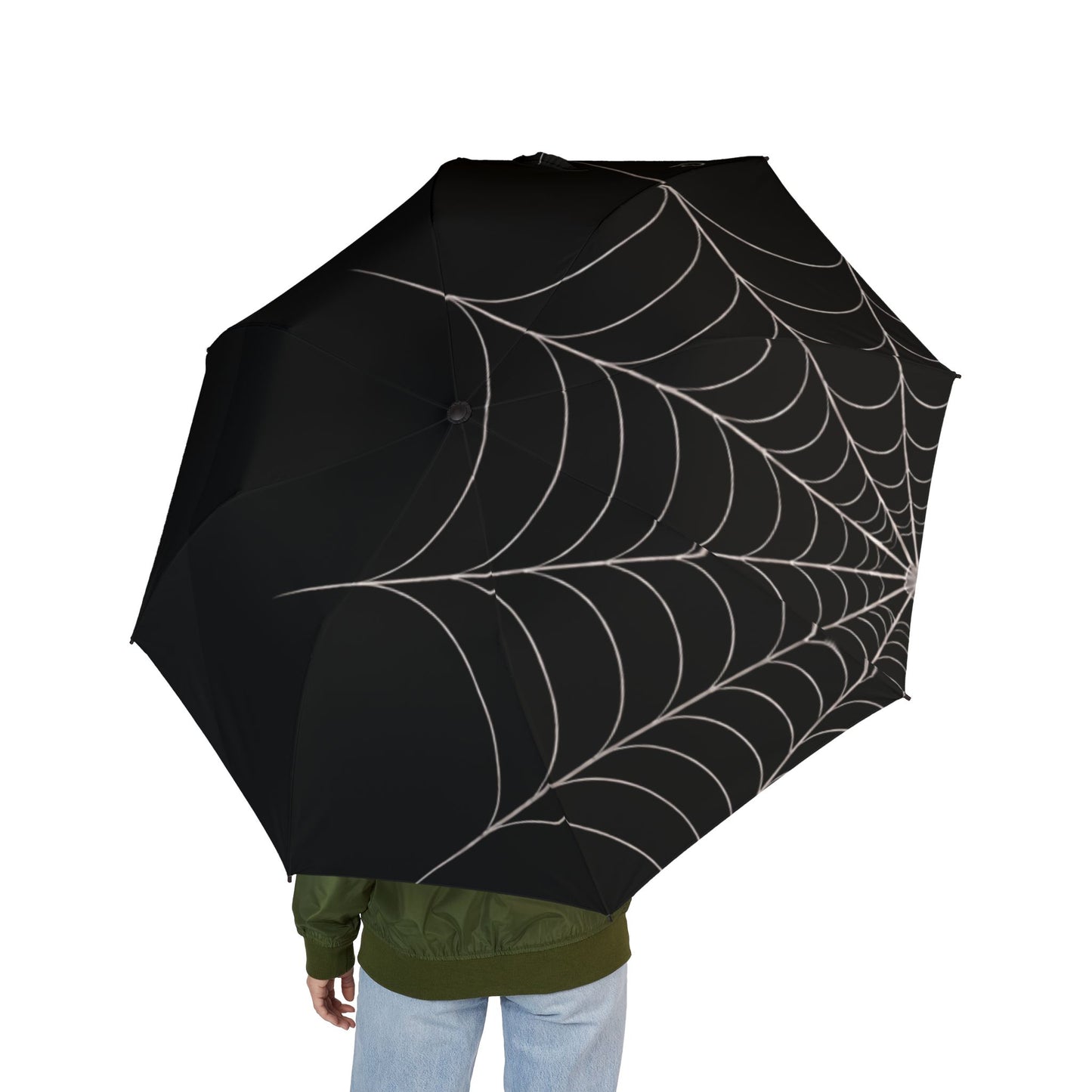 Drift-Spiderweb Foldable Umbrella — Compact Semi‑Automatic Rain Umbrella with Gothic Web Design