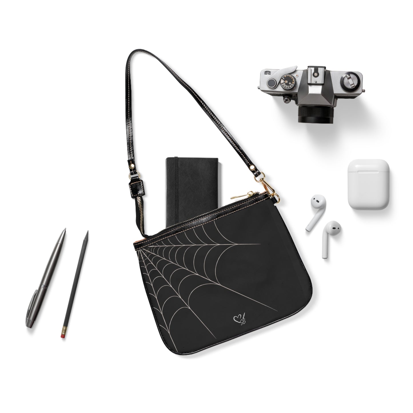 Veiled Web - Drift- Spiderweb Shoulder Bag — Small Black Crossbody Purse