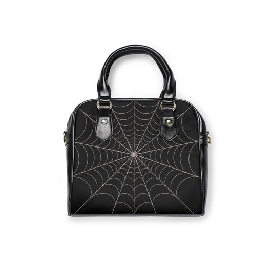 Core- Spiderweb Shoulder Handbag — Gothic Black Web Pattern Purse
