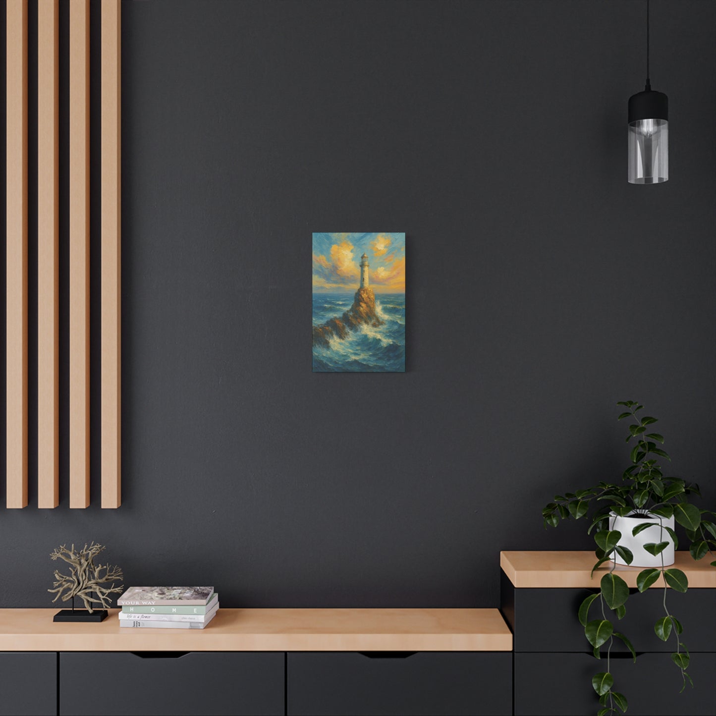 Impresión en lienzo de faro oceánico — Arte de pared mate estirado