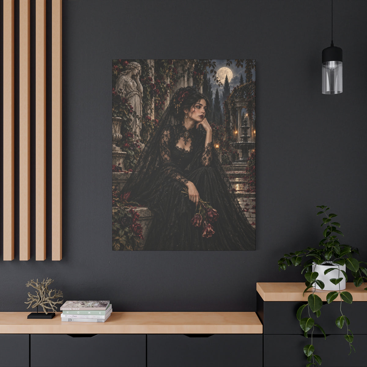 Gothic Mourning Lady -Garden of Sorrow-Matte Canvas Wall Art