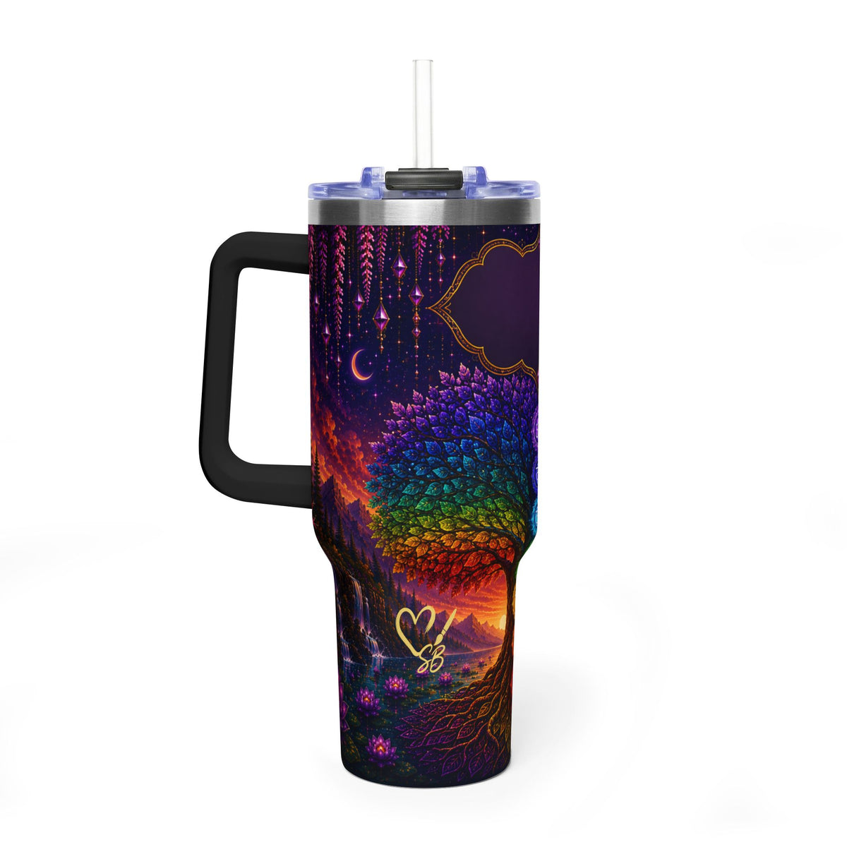 40oz Chakra Tree Vacuum Tumbler — Insulated Spiritual Travel Mug