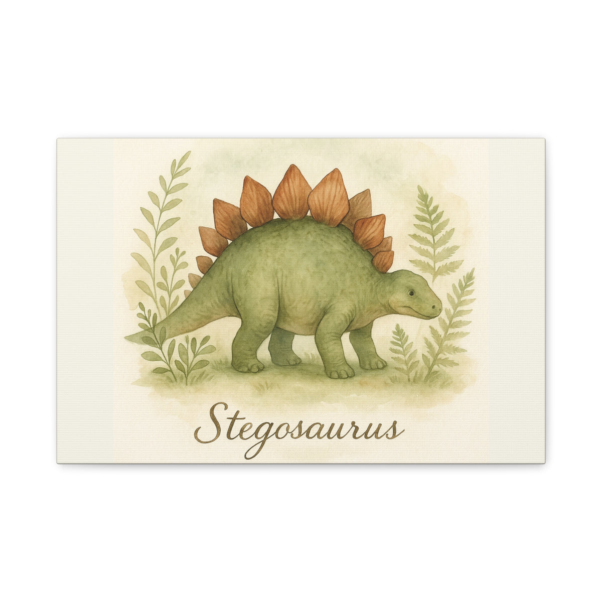 Stegosaurus Canvas Wall Art — Watercolor Dino Print for Nursery & Kids’ Room