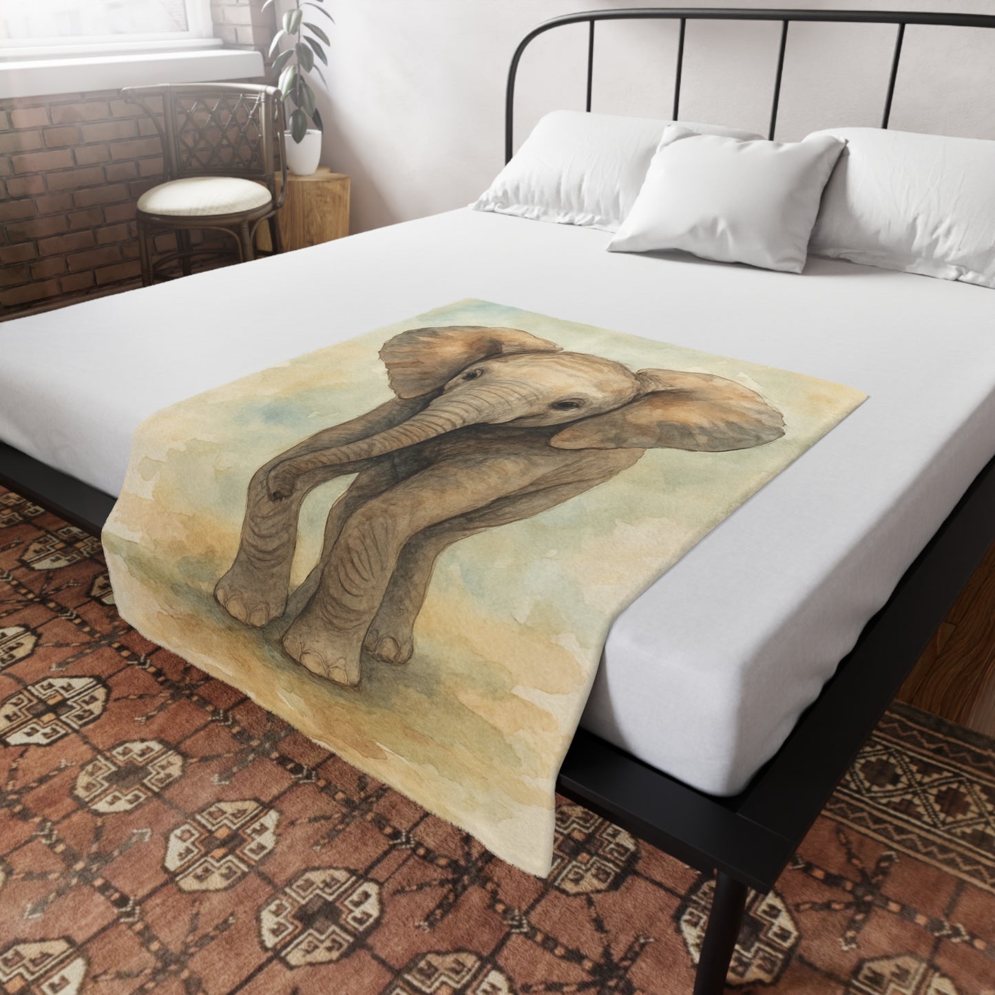 Baby Elephant-Savanah Collection-Plush Blanket - Coordinates with Baby Safari nursery items