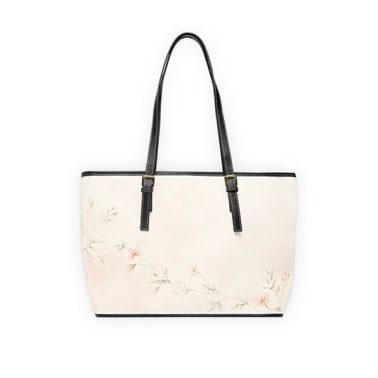 Still Garden PU leather shoulder bag back view – floral print handbag by the Soulful Brush
