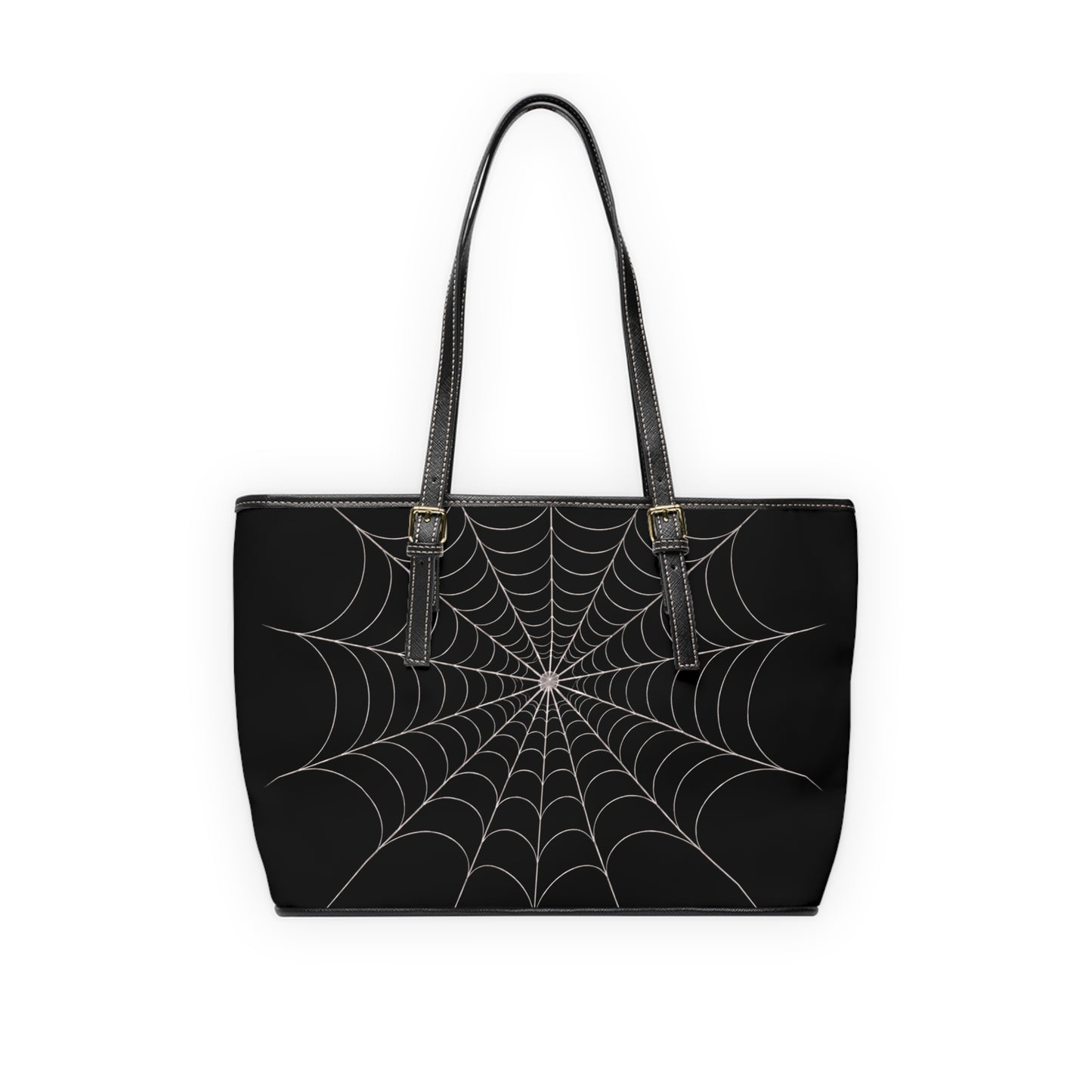 core- Spiderweb PU Leather Shoulder Bag — Gothic Black Tote