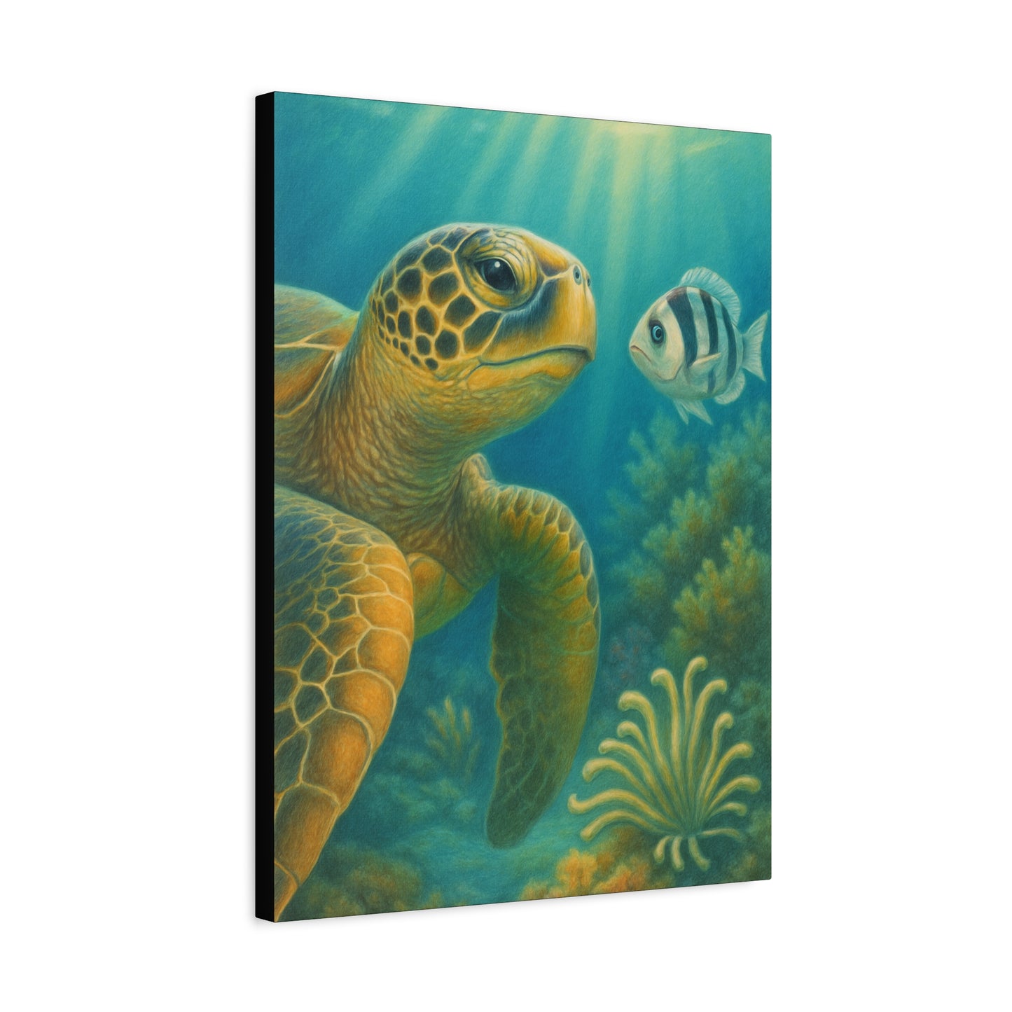 Sea Turtle Underwater Canvas Art – Matte Stretched Wall Decor
