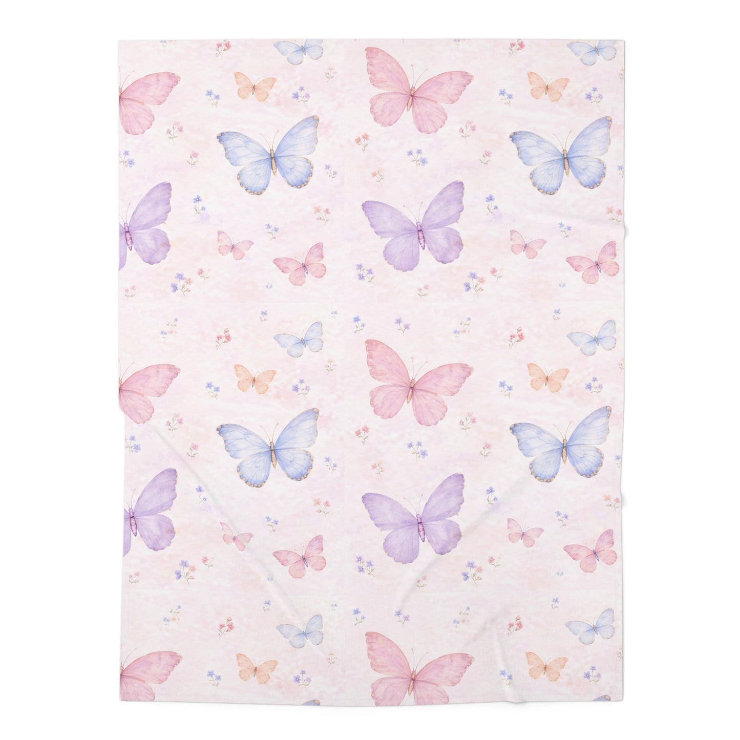 Butterfly (M) Baby Swaddle Blanket — Pastel Pink Floral Newborn Wrap