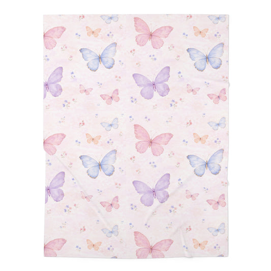 Manta arrullo para bebé mariposa (M) — Envoltura de recién nacido floral rosa pastel