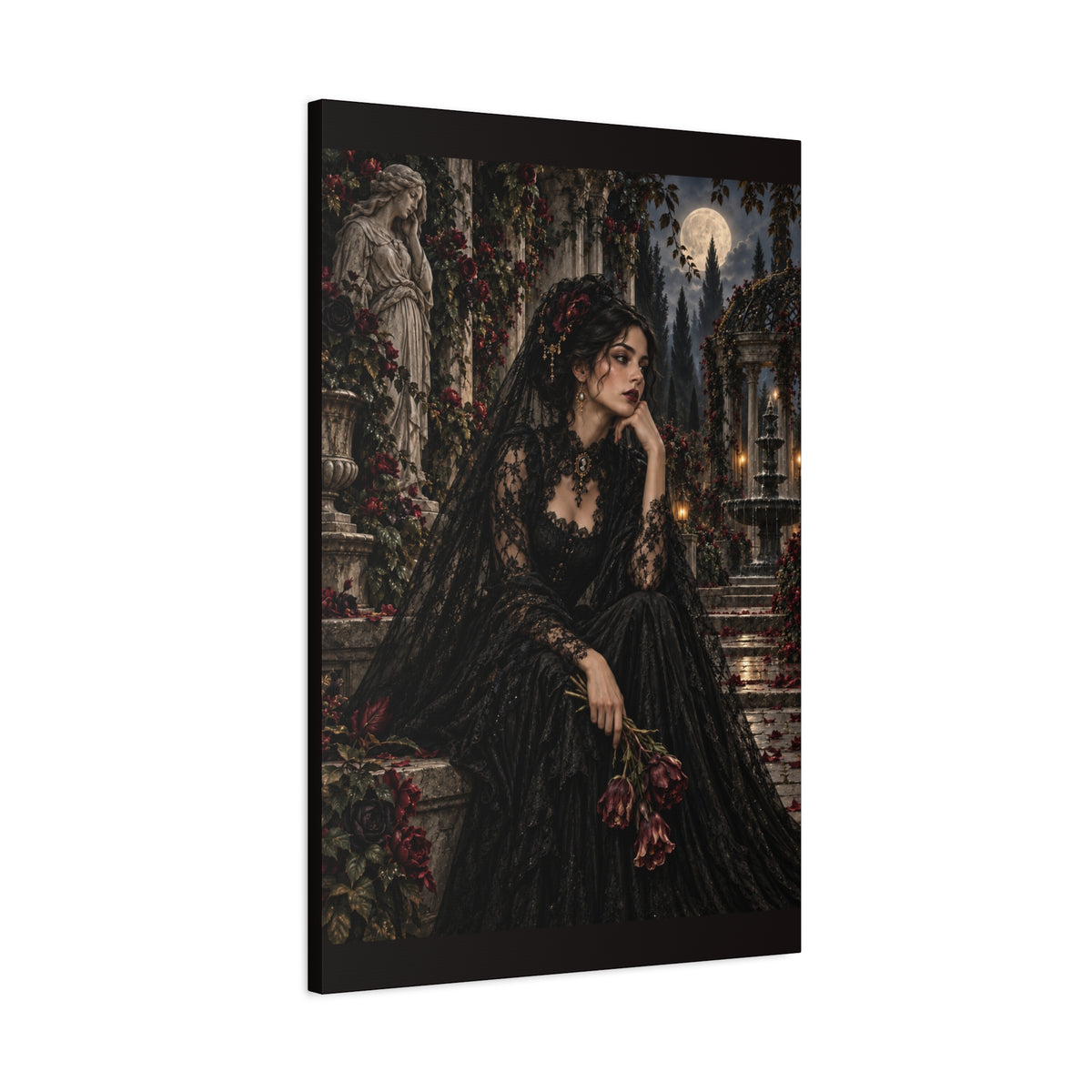 Gothic Mourning Lady -Garden of Sorrow-Matte Canvas Wall Art
