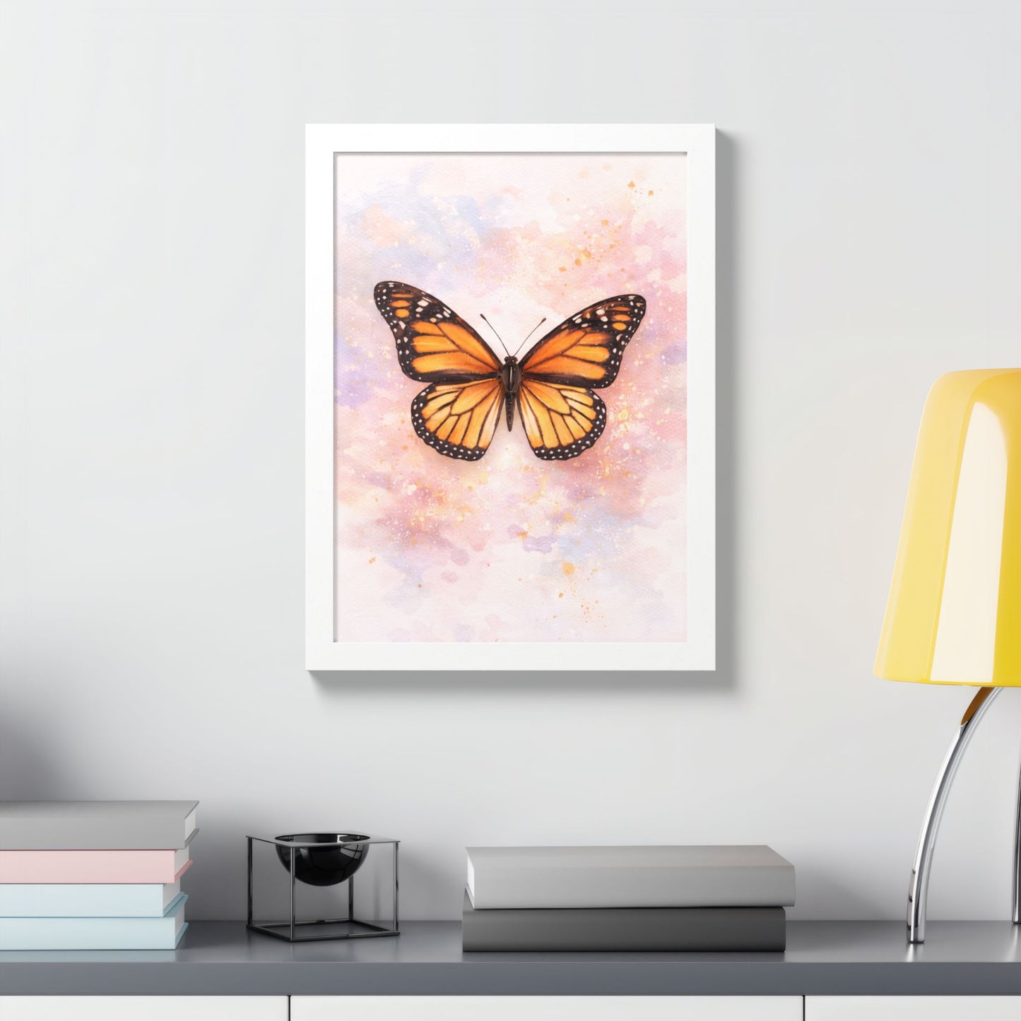 Póster enmarcado Mariposa Monarca — Arte de pared en acuarela para habitación de bebé y dormitorio