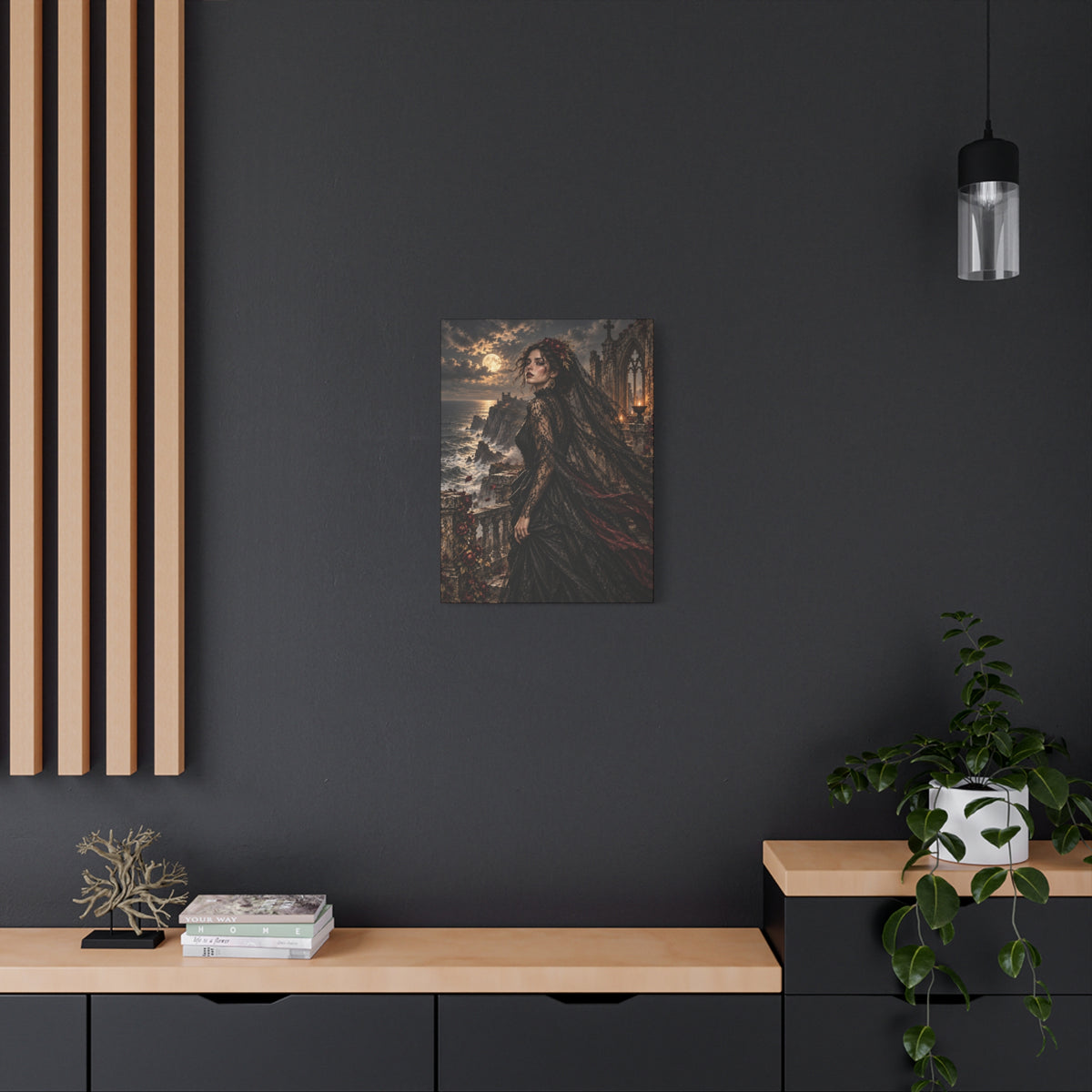 Gothic Moonlight Lady -Edge of Midnight-Matte Stretched Canvas Art