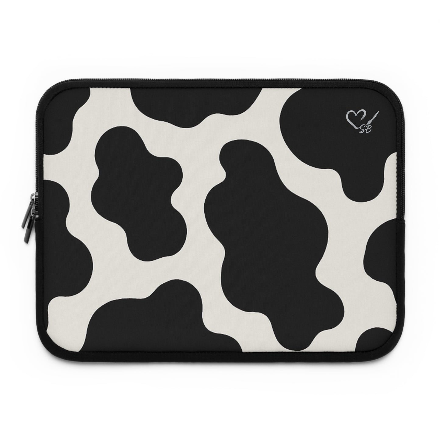 Funda para portátil con estampado de vaca - Estuche protector de neopreno en blanco y negro
