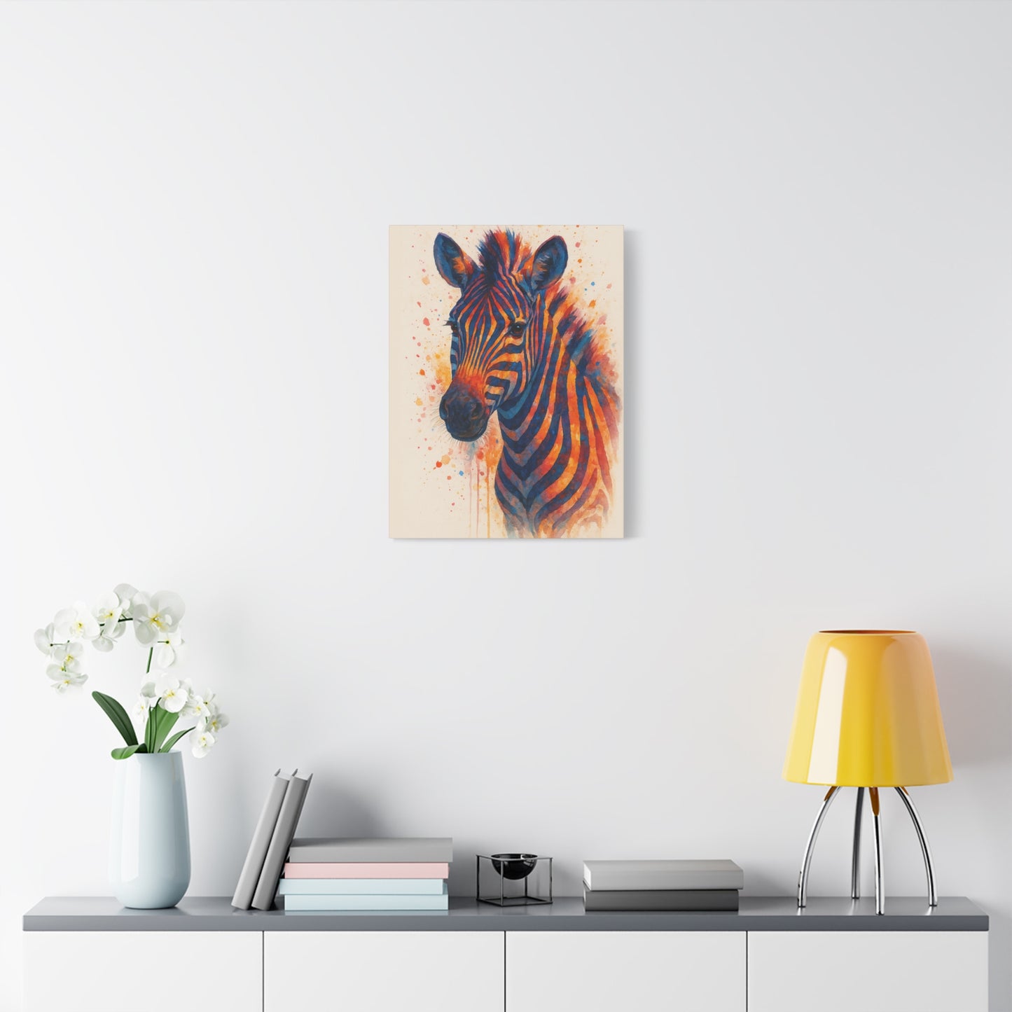 Zebra Watercolor Fine Art Print with Passepartout — Vibrant Animal Wall Art