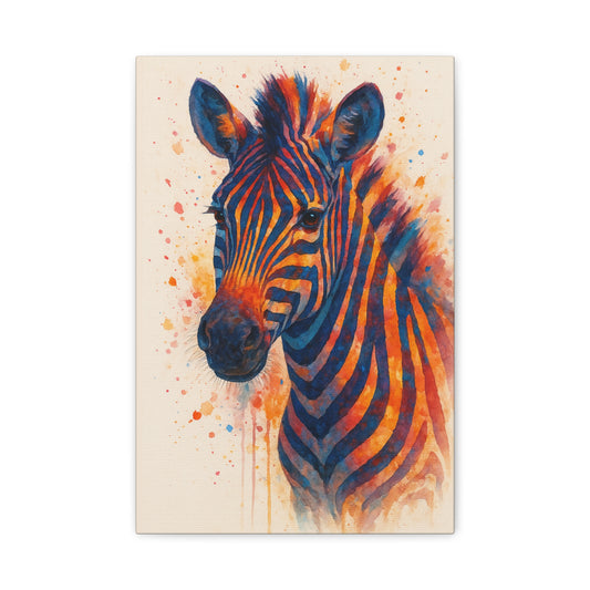 Zebra Watercolor Fine Art Print with Passepartout — Vibrant Animal Wall Art