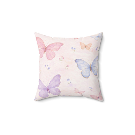 Cojín Cuadrado de Antelina Mariposa Rosa