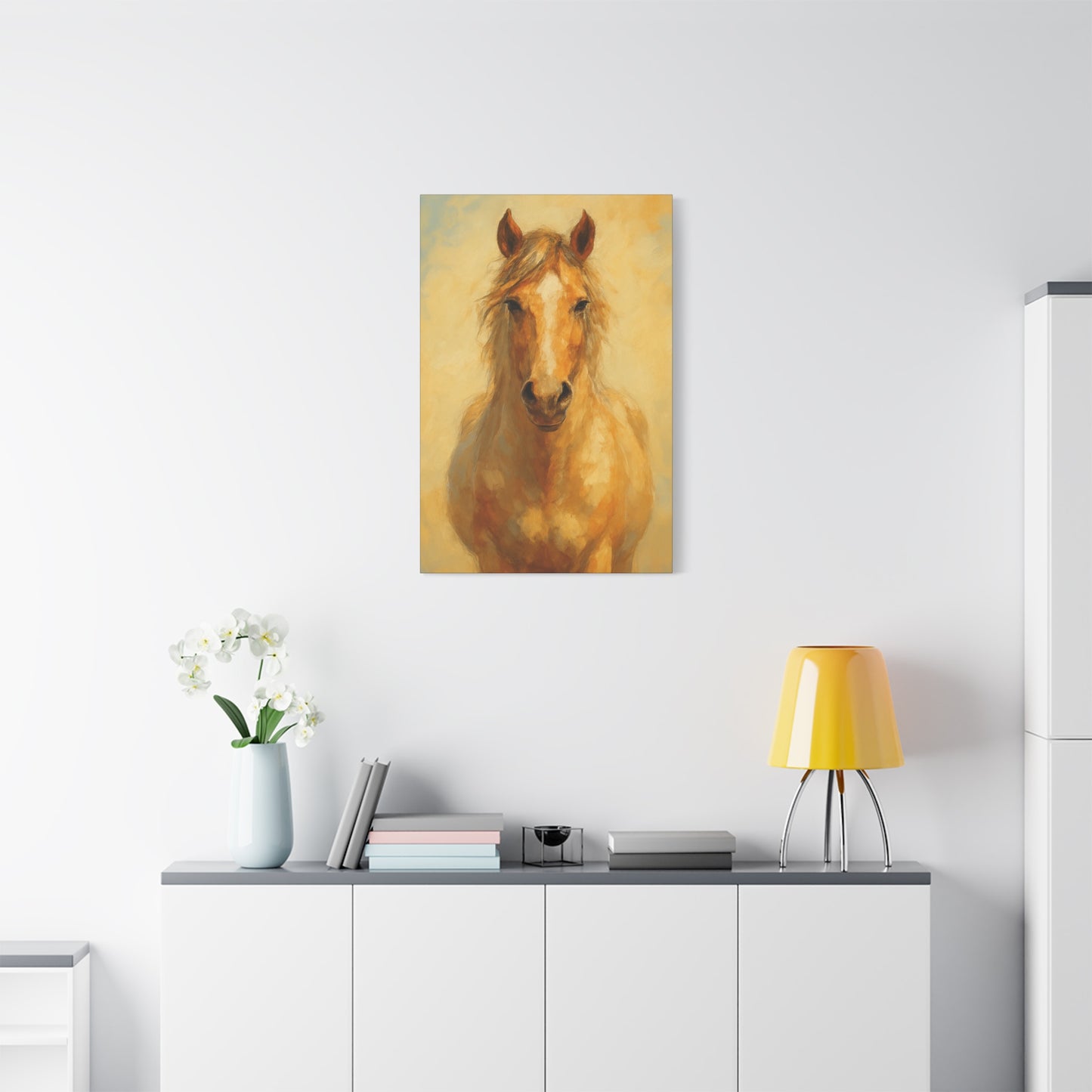 Retrato de caballo dorado en lienzo - Cuadro decorativo mate estirado