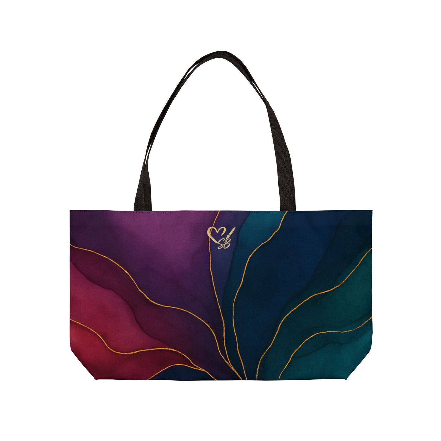 Tyler-2025 Artisan Luxe Collection-Weekender Tote Bag — Gold Line Floral Accent