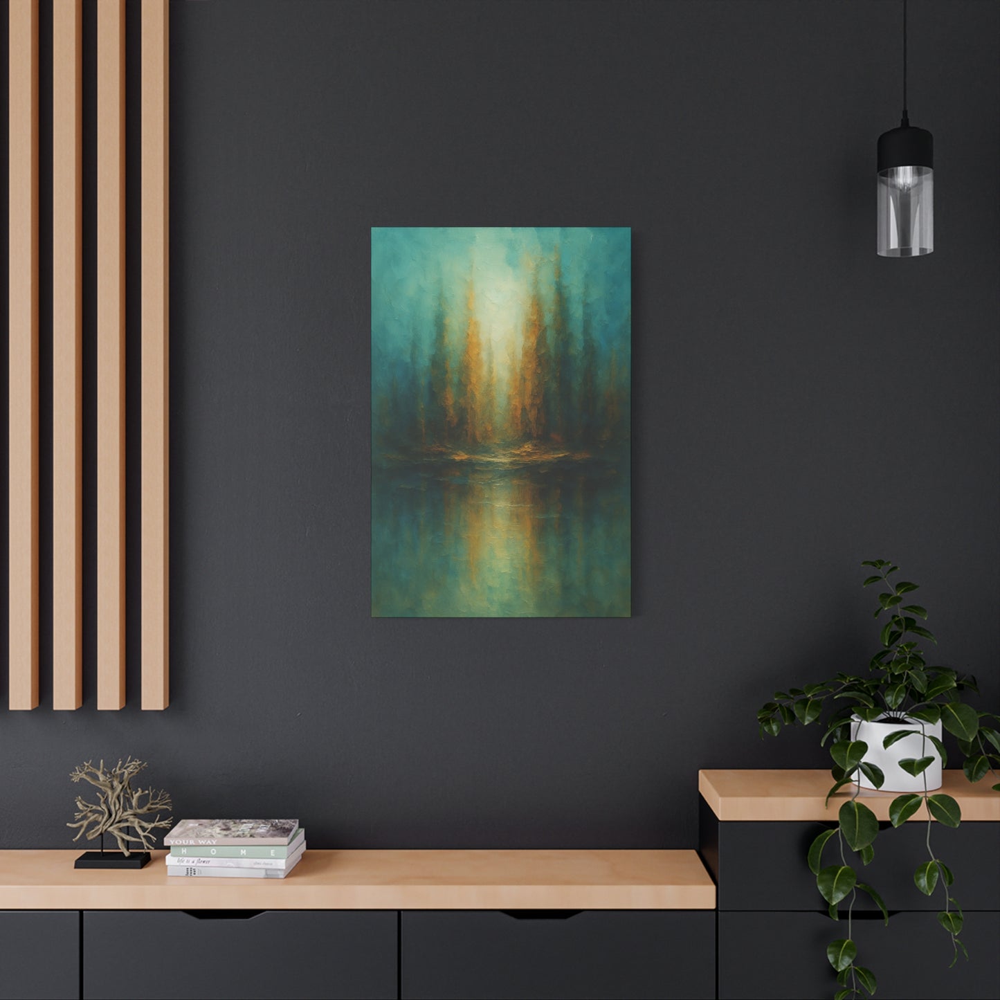 Teal and Gold-Abstract Collection- Canvas Wall Art — Matte Stretched Canvas