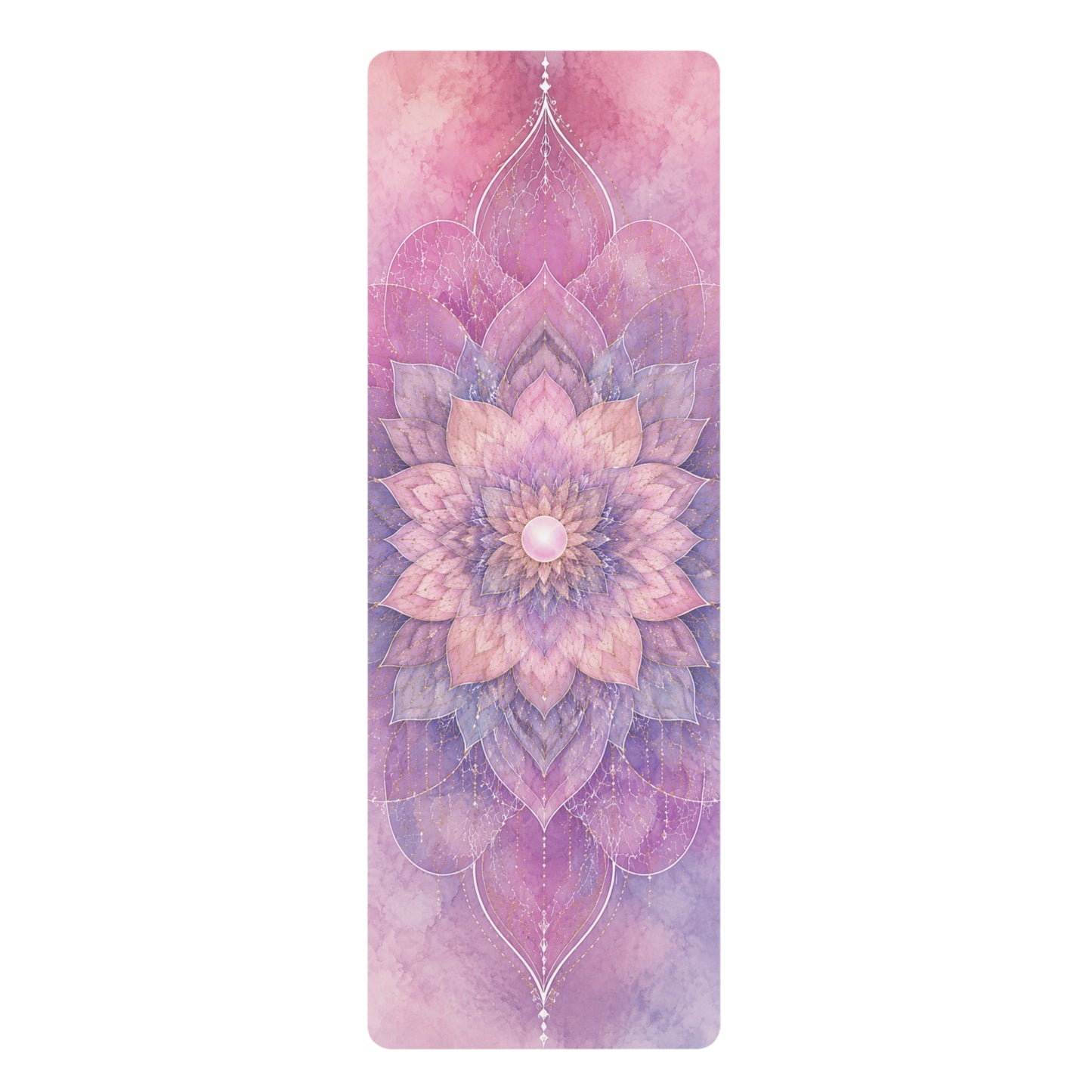 Lotus Mandala Rubber Yoga Mat — Pink Purple Floral Non-Slip Exercise Mat