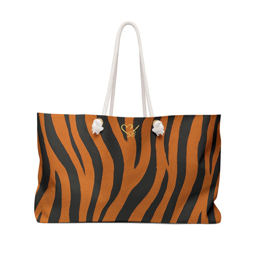 Bolsa de Viaje Grande con Estampado de Rayas de Tigre — Bolso de Viaje Atrevido con Estampado Animal