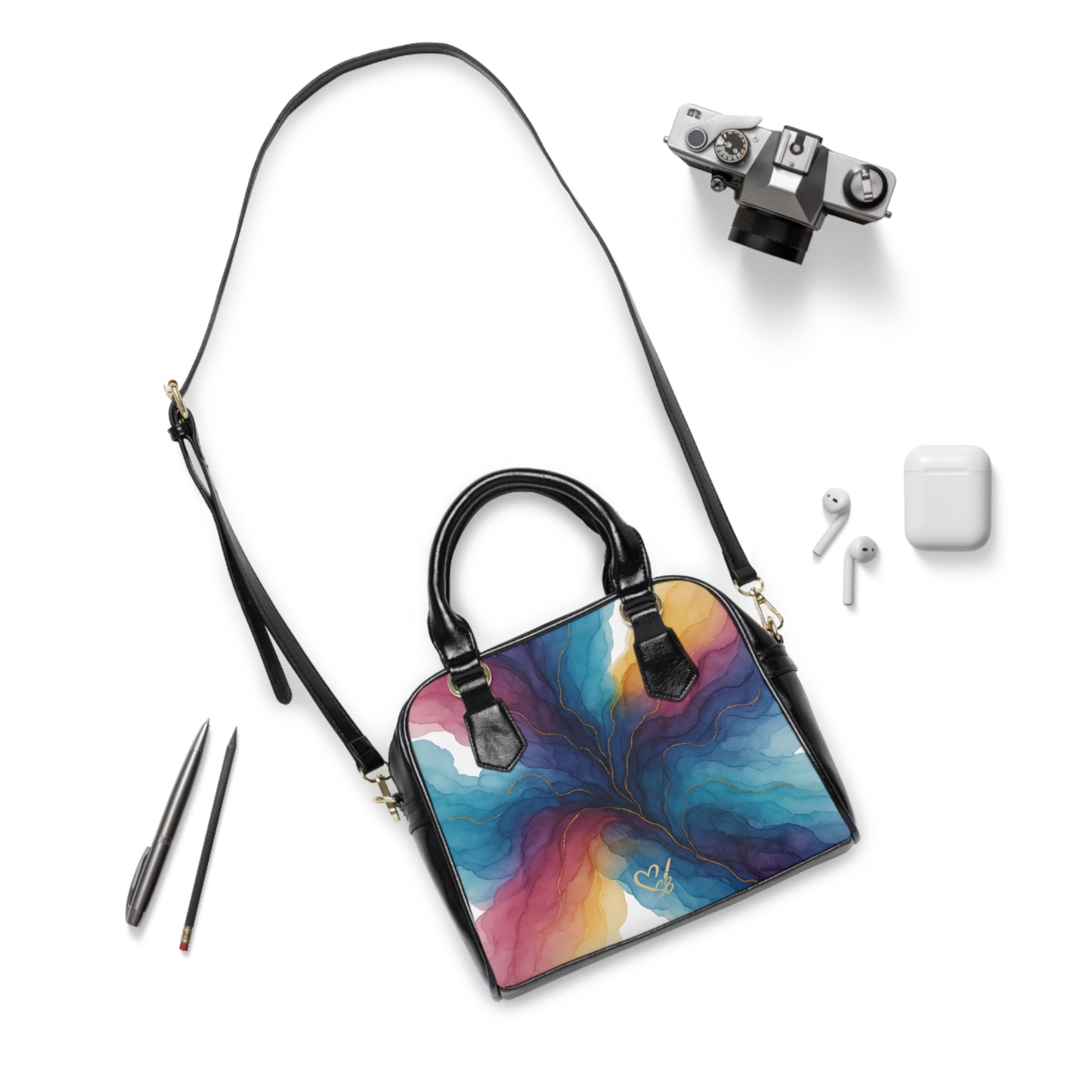 Bolso de Hombro Gloria — Monedero Pequeño con Diseño Floral Abstracto de Acuarela